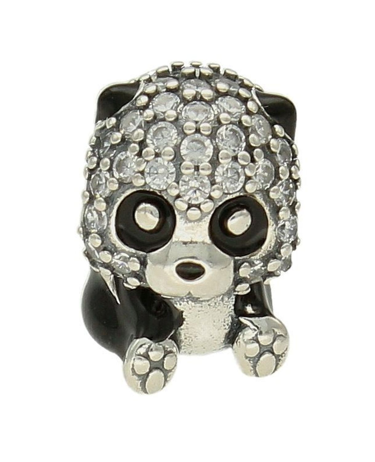 Charms Moments Srebrny 925 Panda Ozdobiona Cyrkoniami DIA CHA 9525 925