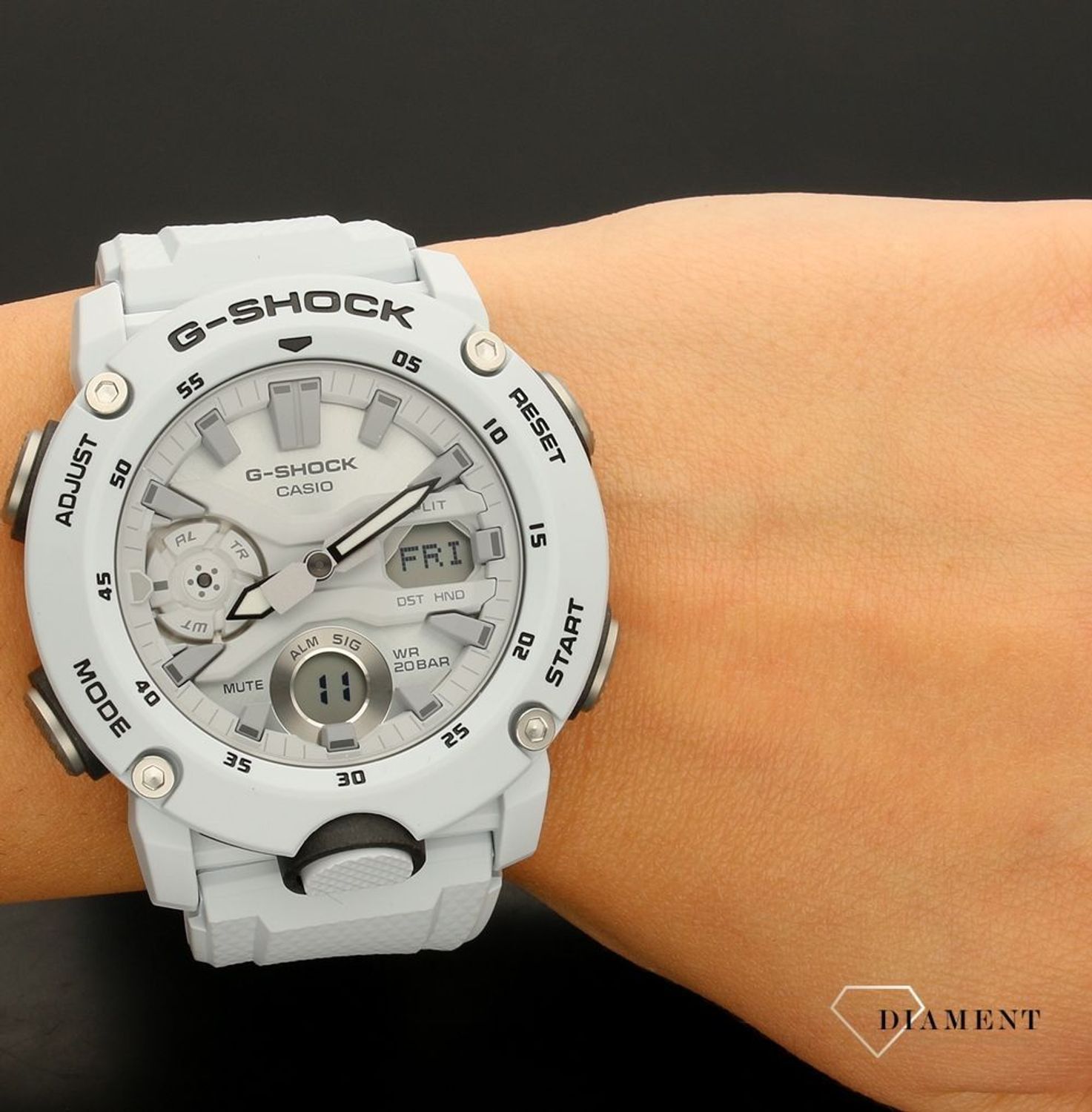 Zegarek męski CASIO G Shock biały GA 2000S 7AER zegarki diament pl