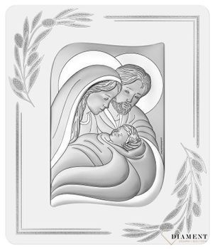 Srebrny obrazek Rodzina Święta 6776OP.3 21x24,5 cm. brazek święty z wizerunkiem Świętej Rodziny - doskonały jako pamiątka Ślubu dla Młodej Pary, prezent od nowożeńców dla rodziców oraz na rocznicę małżeństwa.4.jpg