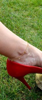 Bransoletka srebrna na nogę pokryta złotem z kryształami BAG50006C prezent dla mamy Bransoletka z  kryształem. Srebrna bransoletka Damska (3).JPG