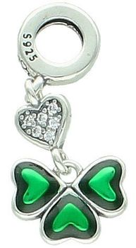 Charms Moments srebrny 925 wiszący zielone serca DIA-CHA-12338-925. Srebrny charms do bransoletki. Charms wiszący do bransoletki typu Pandora. Charms do bransoletki modułowej. Charms jako prezent dla kobiety.1.jpg