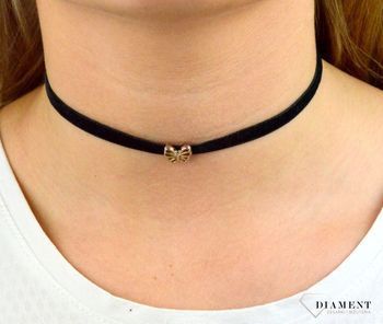 Naszyjnik damski choker na szyję z motylkiem DIA-NSZ-5596-925. Naszyjnik czarny. Naszyjnik choker. z zawieszką. Naszyjnik czarny damski choker z motylkiem (1).JPG