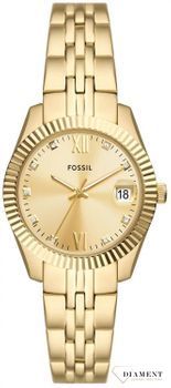 Zegarek damski Fossil SCARLETTE Gold 32mm ES5338. Złoty zegarek damski Fossil z cyrkoniami. Zegarek damski Fossil na złotej bransolecie. Zegarek damski Fossil na bransolecie na prezent.1.jpg