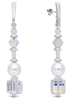 Kolczyki srebrne wiszące kryształki z perłami pr 925, K56015810ABW. Kolczyki srebrne wiszące z Kryształkami Swarovski Boreale K56015810ABW. Kolczyki wykonane ze srebra próby 9251.jpg