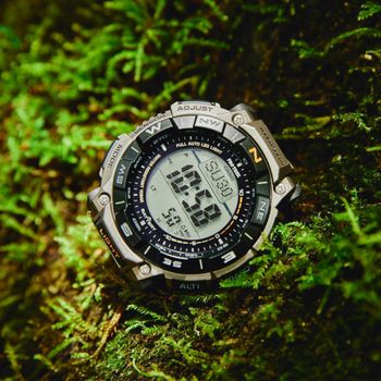 Zegarek męski ProTrek Casio Solar Digital PRG-340T-7ER na bransolecie tytanowy.  Zegarek Casio sportowy. Zegarek z wysokościomierzem, barometrem, termometrem. Zegarek w góry z kompasem. Zegarek na prezent.12.jpg