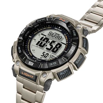 Zegarek męski ProTrek Casio Solar Digital PRG-340T-7ER na bransolecie tytanowy.  Zegarek Casio sportowy. Zegarek z wysokościomierzem, barometrem, termometrem. Zegarek w góry z kompasem. Zegarek na prezent.3.jpg