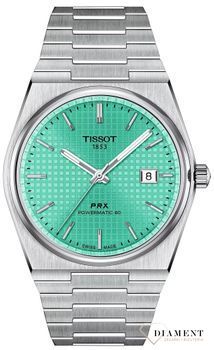 Zegarek męski Tissot PRX Powermatic 80 T137.407.11.091.01 . Tissot PRX automatyczny. Tissot zegarek z miętową tarczą. Pomysł na prezent dla mężczyzny. Modny zegarek szwajcarski dla faceta. Zegarek męski na bransolecie. 3.jpg