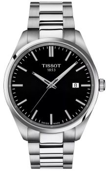 Zegarek męski Tissot PR 100 T150.410.11.051.00 na bransolecie z czarną tarczą. Męski zegarek elegancki Tissot. Męski zegarek na bransolecie Tissot. Zegarek męski Tissot z czarną tarczą. Zegarek wodoodporny Tissot na prezen.jpg